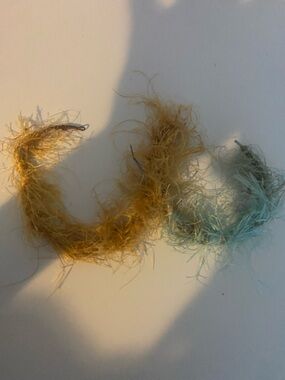 Fuzzy Hoop Drop Earrings in Mustard and Seafoam